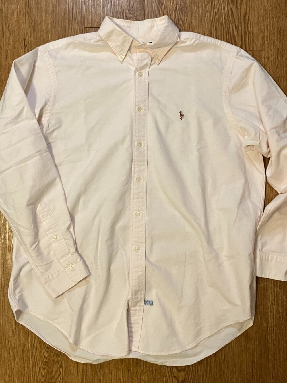 Vintage Polo Ralph Lauren Oxford Shirt Pale Pink Flesh Pony Cotton 16.5 36 XL - Picture 2 of 9